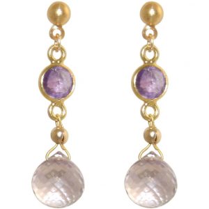 GEMSHINE Ohrringe mit Amethysten, violett und lila Edelstein Tropfen. Hochwertig vergoldete Ohrhänger. Made in München / Deutschland. Im eleganten Schmucketui geliefert. Auch als SET mit Halskette.
