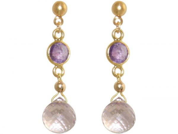 GEMSHINE Ohrringe mit Amethysten, violett und lila Edelstein Tropfen. Hochwertig vergoldete Ohrhänger. Made in München / Deutschland. Im eleganten Schmucketui geliefert. Auch als SET mit Halskette.