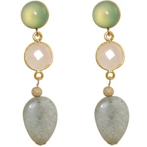 GEMSHINE Ohrringe mit Aquamarinen und Rosenquarz. Tropfen Ohrhänger aus 925 Silber oder hochwertig vergoldet. Made in München / Deutschland. Im edlen Schmucketui geliefert. Auch als SET mit Halskette.
