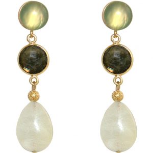 GEMSHINE Ohrringe mit Aquamarinen, Labradorit, Chalcedon. Tropfen Ohrhänger aus 925 Silber oder hochwertig vergoldet. Made in München / Deutschland. Im edlen Etui geliefert. Auch als SET mit Halskette