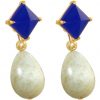GEMSHINE Ohrringe mit blauen Chalcedon Cabochons und Aquamarin Edelstein Tropfen. Ohrhänger aus 925 Silber oder hochwertig vergoldet. Made in München / Deutschland. Im eleganten Schmucketui geliefert. – Bild 3