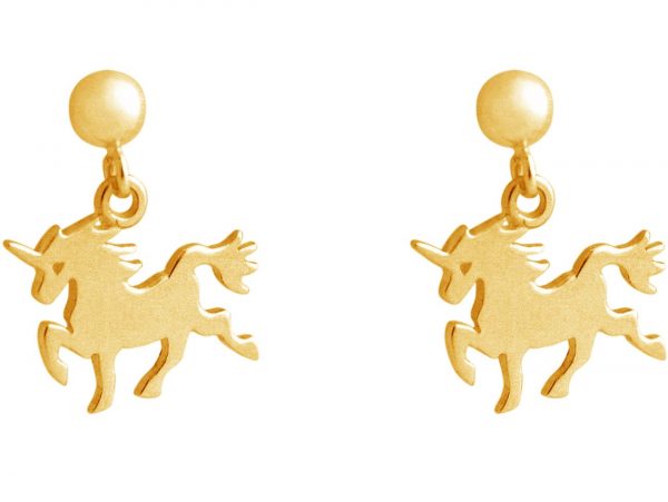 GEMSHINE Ohrringe mit Einhorn. Ohrhänger aus 925 Silber mit einer Länge von 2,5cm. Made in Spanien. Im eleganten Geschenketui geliefert., Metall Farbe:Silber vergoldet – Bild 3