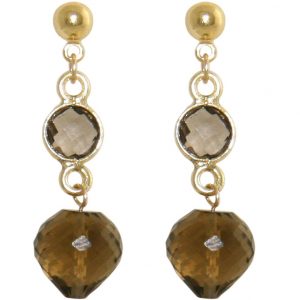 GEMSHINE Ohrringe mit Rauchquarzen. Hochwertig vergoldete Edelstein Tropfen Ohrhänger. Made in München / Deutschland. Im eleganten Schmucketui geliefert. Auch als SET mit Halskette.