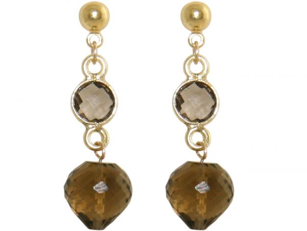 GEMSHINE Ohrringe mit Rauchquarzen. Hochwertig vergoldete Edelstein Tropfen Ohrhänger. Made in München / Deutschland. Im eleganten Schmucketui geliefert. Auch als SET mit Halskette.