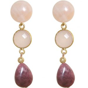 GEMSHINE Ohrringe mit Rosenquarz Edelsteinen. Tropfen Ohrhänger aus 925 Silber, vergoldet, rose vergoldet. Made in München / Deutschland. Im eleganten Schmucketui geliefert. Auch als SET mit Halskette