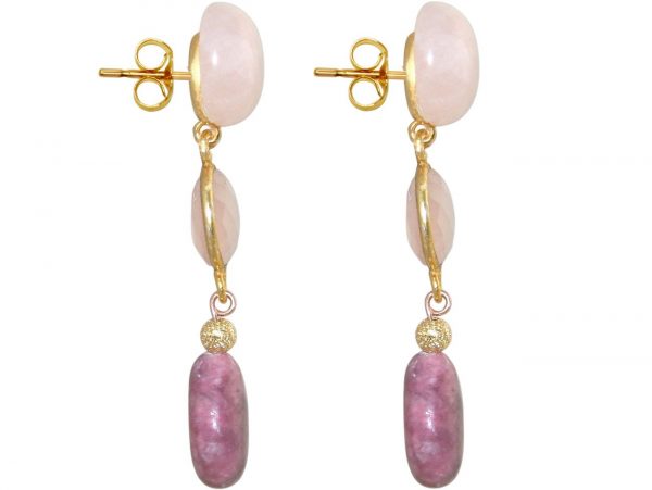 GEMSHINE Ohrringe mit Rosenquarz Edelsteinen. Tropfen Ohrhänger aus 925 Silber, vergoldet, rose vergoldet. Made in München / Deutschland. Im eleganten Schmucketui geliefert. Auch als SET mit Halskette – Bild 3