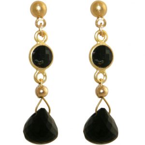 GEMSHINE Ohrringe mit schwarzen Onyx Edelsteinen. 925 Silber oder hochwertig vergoldete Tropfen Ohrhänger. Made in München / Deutschland. Im eleganten Schmucketui geliefert. Auch als SET mit Halskette
