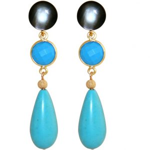 GEMSHINE Ohrringe mit Türkis Edelsteinen. Ohrhänger aus 925 Silber oder hochwertig vergoldet. Made in München / Deutschland. Im eleganten Schmucketui geliefert. Auch als SET mit Halskette.