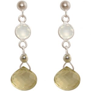 GEMSHINE Ohrringe mit weißem Onyx und Citrinen. Hochwertige 925 silberne Edelstein Tropfen Ohrhänger. Made in München / Deutschland. Im eleganten Schmucketui geliefert. Auch als SET mit Halskette