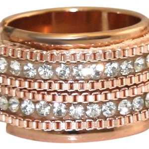 GEMSHINE Ring mit Lederband und Strass. Größenverstellbar: versilbert, vergoldet, rose vergoldet. Qualitätsvoller Schmuck Made in Madrid / Spain., Metall Farbe:Silber rose vergoldet
