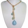 Gemshine - Damen - Halskette  - Lariat - Vergoldet - Aquamarin - Tropfen - Blau - 100 cm – Bild 4