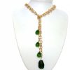 Gemshine - Damen - Halskette  - Lariat - Vergoldet - Turmalin Quarz -Tropfen - Grün - 100 cm – Bild 3