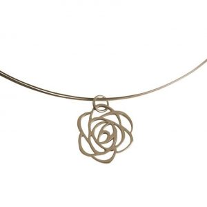 Gemshine - Damen - Halskette - Anhänger - 925 Silber - Blume - Rose - Art Deco - 2 cm