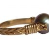 Gemshine - Damen - Ring - Spannring - Vergoldet - Zuchtperle - Tahiti - Grau - 8mm, Ringgröße:53 (16.9) – Bild 4