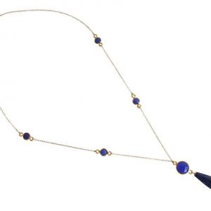 Gemshine - Damen - Halskette - Vergoldet - Onyx - Lapis Lazuli - Blau - PARTY DROPS - 45 cm