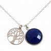 Gemshine - Damen - Halskette - Anhänger - LEBENSBAUM - 925 Silber - Saphir - Blau - 45 cm
