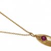 Gemshine - Damen - Halskette - Anhänger - 925 Silber - Vergoldet - Marquise - Minimalistisch - Design - Rubin - Rot - 45 cm – Bild 3