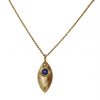 Gemshine - Damen - Halskette - Anhänger - 925 Silber - Vergoldet - Marquise - Minimalistisch - Design - Saphir - Blau - 45 cm
