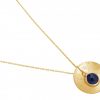 Gemshine - Damen - Halskette - Anhänger - 925 Silber - Vergoldet - Schale -  Geometrisch - Design - Saphir - Blau - 45 cm