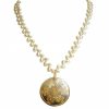 Gemshine - Damen - Halskette - Anhänger -  Medaillon - Perlen - Vergoldet - Weiß - Grau - 5 cm – Bild 3