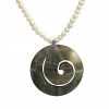 Gemshine - Damen - Halskette - Anhänger - Medaillon - Perlen - 925 Silber - Perlmutt - Grau - 5 cm