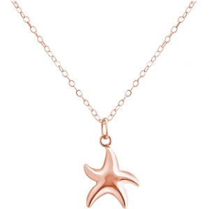 GEMSHINE Maritim Nautics Halskette mit Seestern aus 925 Silber, hochwertig vergoldet oder rose Navy Stil - Made in Madrid, Spanien., Metall Farbe:Silber rose vergoldet