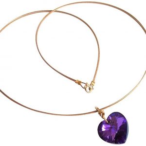 Gemshine  - Damen - Herz - Halskette - Anhänger - Vergoldet - Blau - Lila - MADE WITH SWAROVSKI ELEMENTS® - 45 cm
