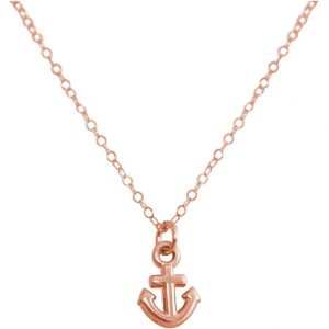 GEMSHINE Maritim Nautics Halskette mit Anker aus 925 Silber, hochwertig vergoldet oder rose Navy Stil - Made in Madrid, Spanien., Metall Farbe:Silber rose vergoldet