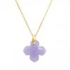 Gemshine - Damen - Halskette - Anhänger - 925 Silber Vergoldet - Chalzedon - Lavendel Lila - GEM - 2,5 cm