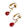 Gemshine - Damen - Ohrringe  - Ohrclips - Vergoldet - Jade - Tropfen - Facettiert - Rot - 2 cm – Bild 4