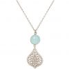 GEMSHINE Halskette mit Mandala und Chalcedon Edelstein. Anhänger aus Silber, vergoldet oder rose an 45cm Kette. Made in Madrid / Spanien. Im edlen Etui, Metall Farbe:Silber – Bild 3