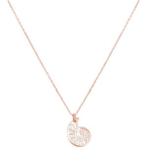 GEMSHINE Maritim Nautics Halskette mit Nautilus Muschel aus 925 Silber, hochwertig vergoldet oder rose im Navy Stil - Made in Madrid, Spanien, Metall Farbe:Silber rose vergoldet