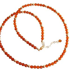 Gemshine - Damen - Halskette - Vergoldet - Bernstein - Gelb - Orange - 45 cm