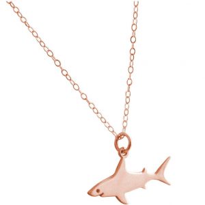 GEMSHINE Maritim Nautics Halskette mit Haifisch aus 925 Silber, hochwertig vergoldet oder rose im Navy Stil - Made in Madrid, Spanien, Metall Farbe:Silber rose vergoldet