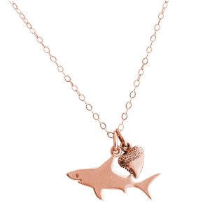 GEMSHINE Maritim Nautics Halskette mit Haifisch und Haifischzahn aus 925 Silber, hochwertig vergoldet oder rose im Navy Stil - Made in Madrid, Spanien, Metall Farbe:Silber rose vergoldet