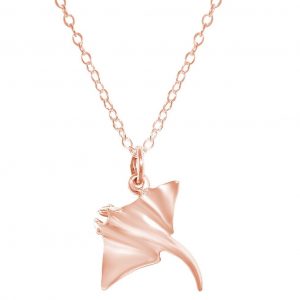 GEMSHINE Maritim Nautics Halskette mit Manta Rochen aus 925 Silber, hochwertig vergoldet oder rose im Navy Stil - Made in Madrid, Spanien, Metall Farbe:Silber rose vergoldet