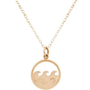 GEMSHINE Maritim Nautics Halskette mit Surf Wellen Meer aus 925 Silber, hochwertig vergoldet oder rose im Navy Stil - Made in Madrid, Spanien, Metall Farbe:Silber vergoldet