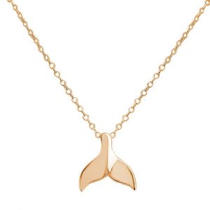 GEMSHINE Maritim Nautics Halskette mit Walflosse. Walfischflosse aus 925 Silber, hochwertig vergoldet oder rose im Navy Stil - Made in Madrid, Spanien, Metall Farbe:Silber vergoldet