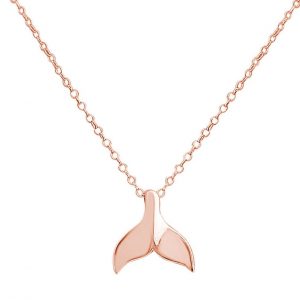 GEMSHINE Maritim Nautics Halskette mit Walflosse. Walfischflosse aus 925 Silber, hochwertig vergoldet oder rose im Navy Stil - Made in Madrid, Spanien, Metall Farbe:Silber rose vergoldet