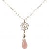 GEMSHINE Damenhalskette aus 925 Silber mit YOGA Lotusblume und Rosenquarz. Edelstein hervorragender Qualität und Farbe. Made in Madrid / Spanien. Im eleganten Schmucketui mit Geschenkverpackung.