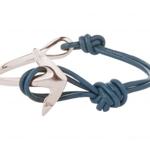 GEMSHINE Maritim Nautics Armband mit Anker in Silber im Navy Stil mit blauem Leder Band - Made in Madrid, Spanien