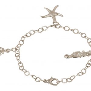 GEMSHINE Maritim Nautics Armband mit Seepferd, Seestern und Anker Charms aus 925 Silber, hochwertig vergoldet oder rose im Navy Stil - Made in Madrid, Spanien, Metall Farbe:Silber