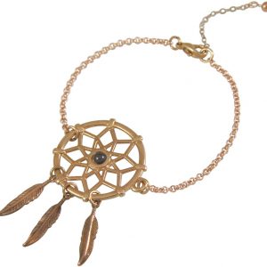 Gemshine - Armband - Traumfänger - Rose Vergoldet - Boho - Feder