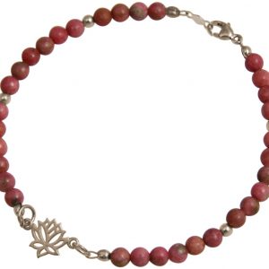 Gemshine - Damen - Armband - 925 Silber - Lotus Blume - Edelstein - Rosa - YOGA