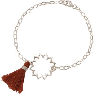 Gemshine - Damen - Armband - 925 Silber - Mandala - Quaste - Rotbraun - YOGA