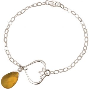 Gemshine - Damen - Armband - 925 Silber - Lotus Blume - Citrin Quarz - Tropfen - GoldGoldgelb - YOGA