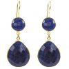 Gemshine - Damen - Ohrringe - 925 Silber - Vergoldet - Saphir - Midnight Blau - CANDY - Tropfen - 6 cm