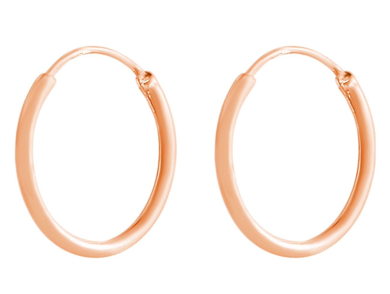 GEMSHINE 585 rose Gold 14k Creolen endless Hoop Ohrringe im klassischen Design in Größen 10 mm - 16 mm. Made in Madrid / Spanien, Ohrringe Diameter:10 – Bild 3