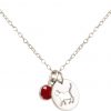GEMSHINE Katze Anhänger mit Edelstein. 925 Silber, hochwertig vergoldet oder rose 45cm Halskette. Geschenk mit Haustier - Made in Spain, MetallStein:Silber Rubin