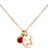 GEMSHINE Katze Anhänger mit Edelstein. 925 Silber, hochwertig vergoldet oder rose 45cm Halskette. Geschenk mit Haustier - Made in Spain, MetallStein:Rose Rubin